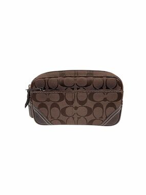 Coach Signature Brown Canvas Leather Trim Waist Bag Belt Bag